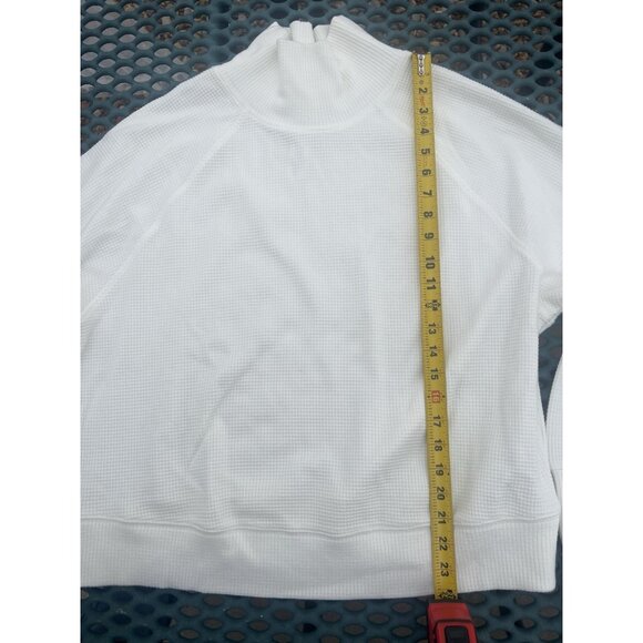 ALO Yoga Waffle Weekend escape mock neck long sleeve ivory L comfy athleisure - Picture 5 of 7